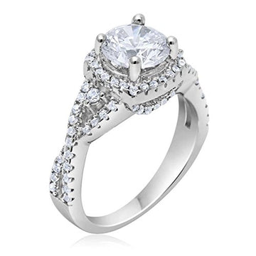 Infinity Shank Engagement Ring Round Simulated CZ 925 Sterling Silver